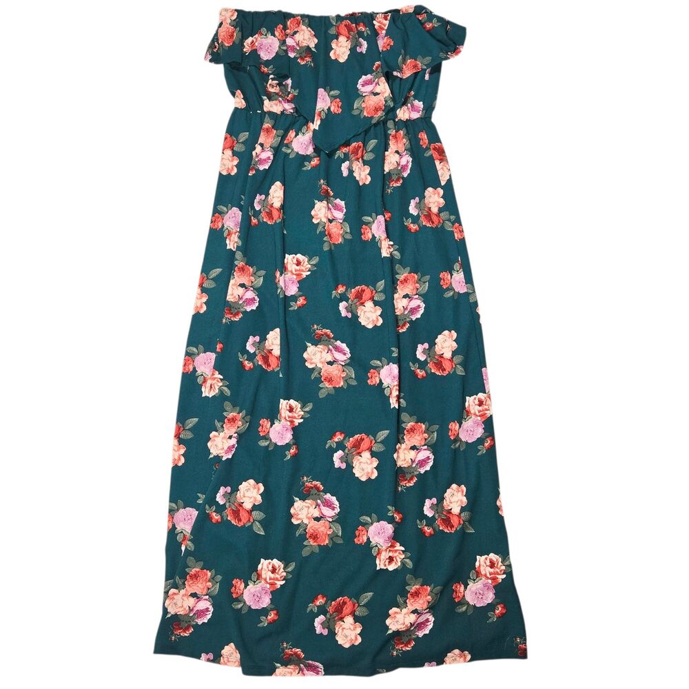 Emerald 2X Green Floral Strapless Dress | Elastic Hold